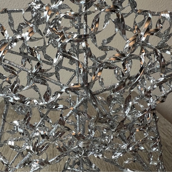Vintage 9” Silver Shimmer Star Tree Topper Wire Wrapped Estate EUC - Picture 3 of 7